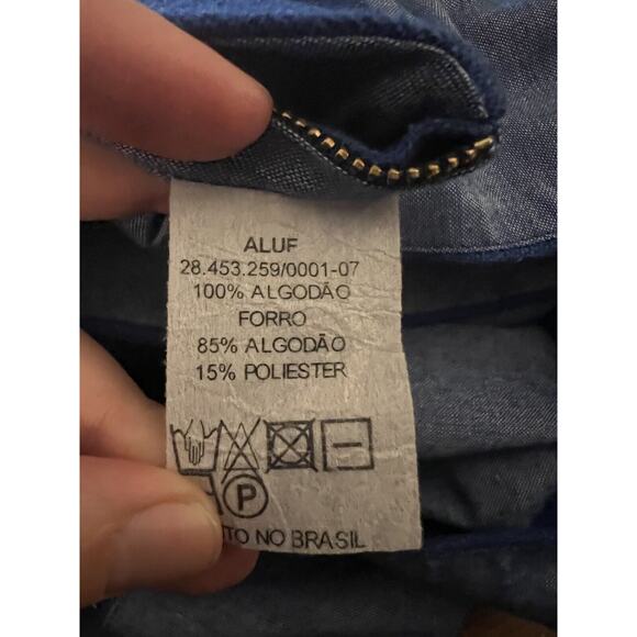 ALUF Blue Cotton Blend Off The Shoulder Puff Sleeve Crop Top Blue EU 36 US 4 - Picture 4 of 4